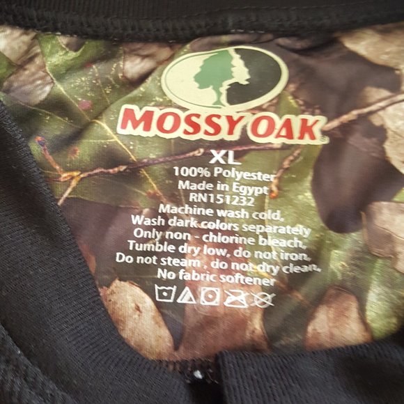 Black Button Collar Mossy Oak Long Sleeve Slip On Pull Over Shirt Mens Size XL - Picture 5 of 8